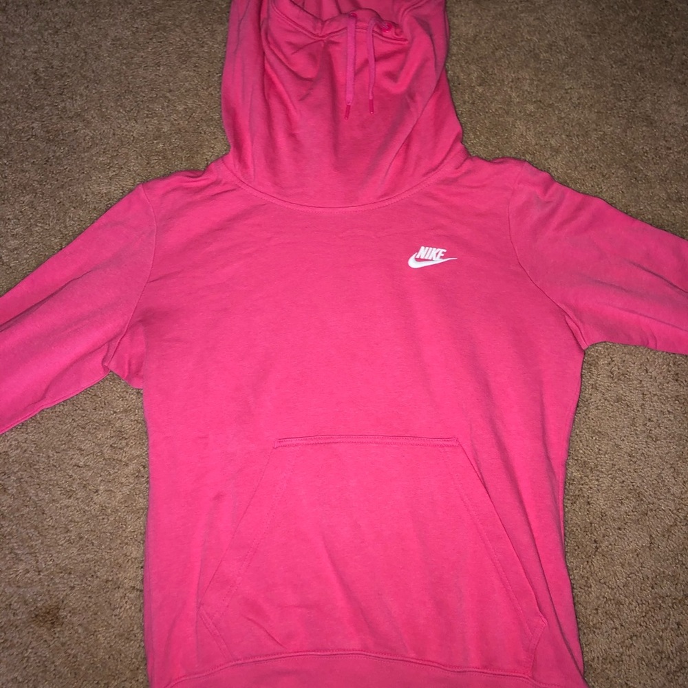 pink scrunchy neck sweatshirt